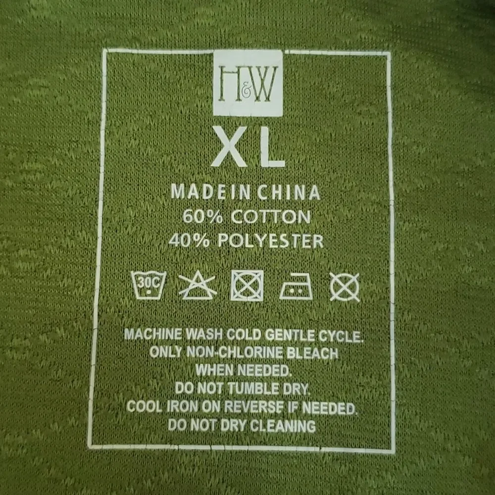 NWT H&W Shirt Mens sz XL Olive Diamond Quilted Short Sleeve Tee Henry & William